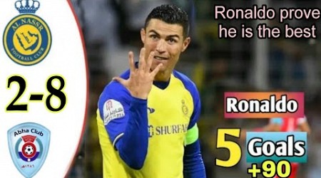 Al Nassr vs Abha &quot; 8-2 &quot; 5 goals for Cristiano Ronaldo and 7 assists - Highlights &amp; All Goals 2023