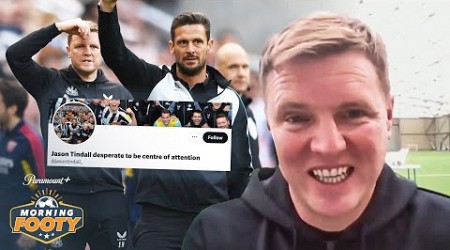 Eddie Howe mocks his Assistant Coach Jason Tindall&#39;s &quot;eye for the camera&quot; 