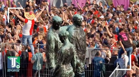 Feyenoord fans vieren feest na het winnen van de Eredivisie titel van 2023
