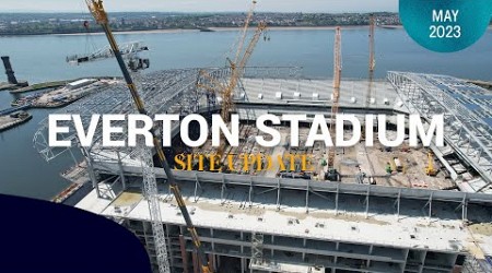 STADIUM ROOF TAKES SHAPE | Latest footage from new Everton Stadium