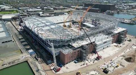 ** New Everton Stadium Bramley Moore Dock** 01.06.2023 First Part of the West Stand Roof Gone Up