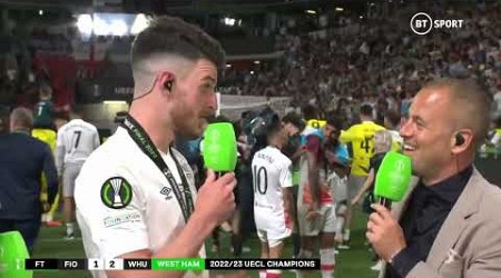 Declan Rice fights back tears as he reflects on West Ham&#39;s European success after his final game