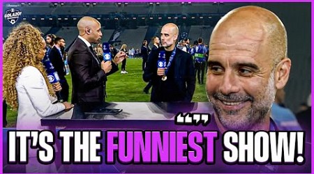 Pep Guardiola is a fan of Kate Abdo&#39;s intros &amp; chats UCL win with Henry! 