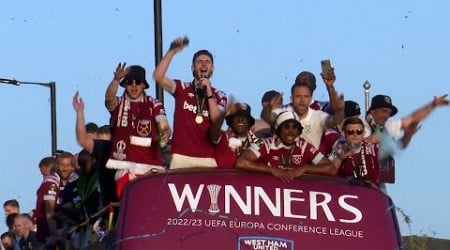 West Ham fans give players HEROES WELCOME during Europa Conference League victory parade