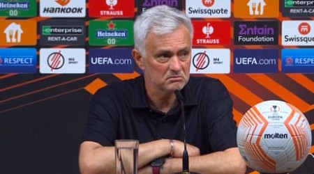 José Mourinho questions referee and his future after Europa League final loss – video