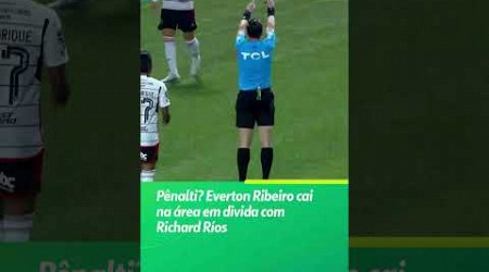 PÊNALTI? ÉVERTON RIBEIRO CAI NA ÁREA EM DIVIDIDA COM RICHARD RÍOS | PALMEIRAS X FLAMENGO |#shorts|ge