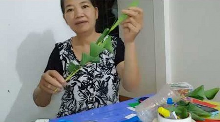 Hướng dẫn làm củ ấu từ lá dong trang trí