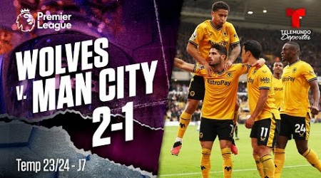 Highlights &amp; Goles: Wolverhampton v. Man. City 2-1 | Premier League | Telemundo Deportes