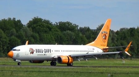 Boeing 737 Hull City Livery Landing &amp; Takeoff Plane Spotting at Bodensee Airport