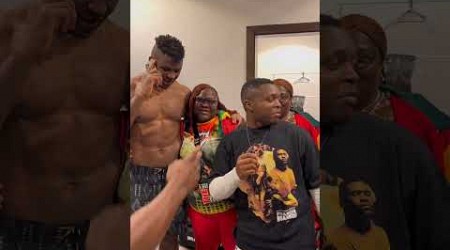 Francis Ngannou backstage after suffering controversial defeat to Tyson Fury! 