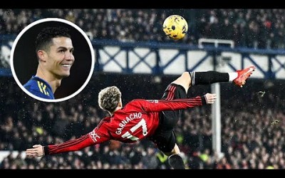 Garnacho copy Cristiano Ronaldo Bicycle kick Goal vs Everton!!