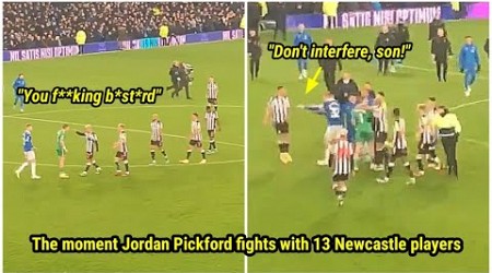 The moment Jordan Pickford clashed with 13 Newcastle players after Everton beat Newcastle 3-0 