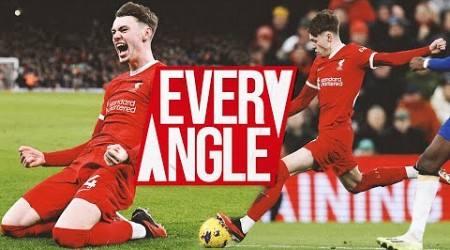 Every Angle of Conor Bradley&#39;s First Goal for the Reds! | Liverpool 4-1 Chelsea