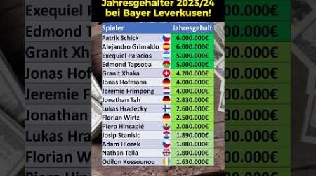 Jahresgehälter bei Bayer Leverkusen!