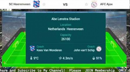 SC Heerenveen vs AFC Ajax Netherlands Eredivisie Football LIVE SCORE