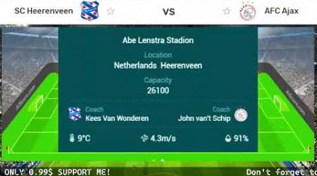 SC Heerenveen vs AFC Ajax Netherlands Eredivisie Football SCORE