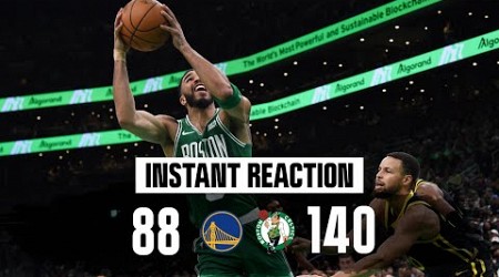 INSTANT REACTION: Celtics outscore Warriors 82-38 in first half of historic win over Warriors