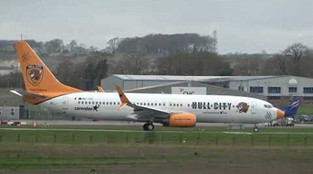 Corendon Airlines (Hull City Livery) Boeing 737 arriving and departing Humberside Airport #b737800.
