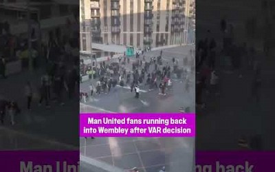Man United fans rush back to Wembley as VAR disallows Coventry City&#39;s &#39;winning&#39; goal 