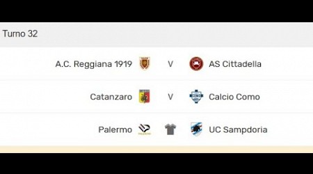 CATANZARO vs COMO - PALERMO vs SAMPDORIA - REGGIANA vs CITTADELLA - SERIE B - G32 - DIRETTA GOL