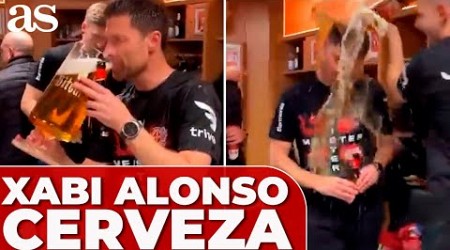 XABI ALONSO, BAÑADO en CERVEZA CAMPEÓN BUNDESLIGA BAYER LEVERKUSEN