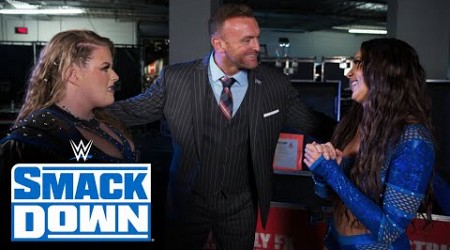 Nick Aldis informs Green and Niven of a match on Raw: SmackDown exclusive, April 12, 2024