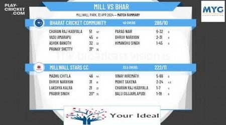 ECB Friendly - Millwall Stars CC v Bharat Cricket Community
