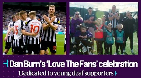 Dan Burn dedicates a special celebration to the young deaf fans at St James&#39; Park ❤️ 