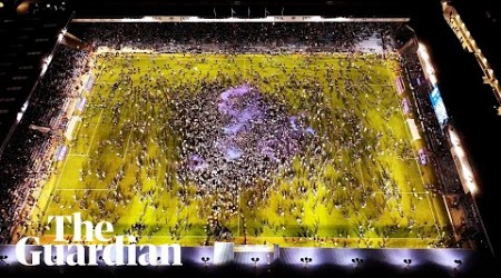 Mesmerising drone footage shows Portsmouth fans filling pitch after winning League One