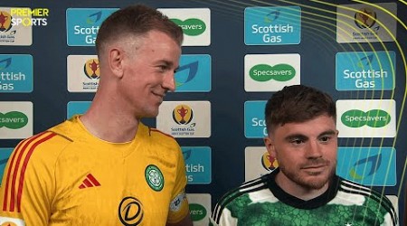 Celtic&#39;s Joe Hart and James Forrest speak after reaching the Scottish Cup Final on penalties