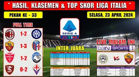 Hasil Liga Italia Tadi Malam ~ AC MILAN vs INTER MILAN ~ ROMA vs BOLOGNA ~ Liga Italia 2024 Pekan 33