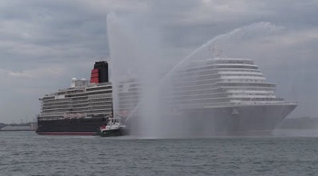 CUNARD QUEEN ANNE NEW CRUISE SHIP MAIDEN ARRIVAL SOUTHAMPTON FROM VENICE ON 30/04/24