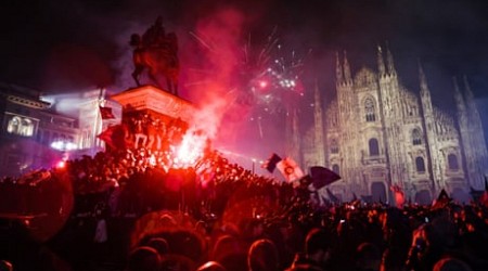 Inter fans celebrate after team seal historic 20th Scudetto – video