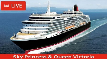 SHIPS TV - Sky Princess &amp; Queen Victoria Departing Port of Southampton (LIVE Cruise Ships)