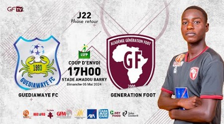Suivez le match GUÉDIAWAYE FC vs GÉNÉRATION FOOT 22ème journée Ligue 1 (retour)