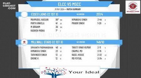 Essex Lions CC 1st XI v Millwall Stars CC 1st XI