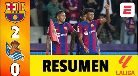 BARCELONA GANÓ 2-0 vs REAL SOCIEDAD y recupera el segundo lugar. Goles: Yamal y Raphinha | La Liga