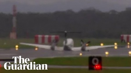 Small plane makes emergency landing at Newcastle airport after landing gear fails