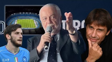 Conferenza De Laurentiis: Conte, stadio Maradona e Kvara, sentite cosa dice! 