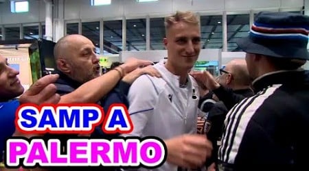 La carica dei tifosi in aeroporto per la partenza della Sampdoria a Palermo. Calcio playoff serie B