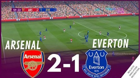 Arsenal 2-1 Everton | Premier League 23/24 | Match Highlights Video Game Simulation