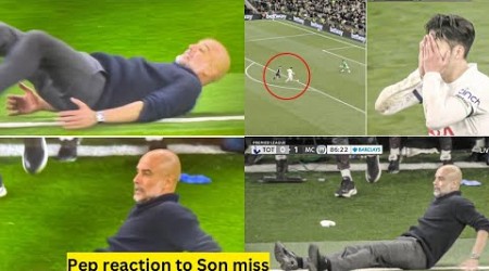 Pep Guardiola REACTION to Son shot saved by Ortega during Man City vs Tottenham.