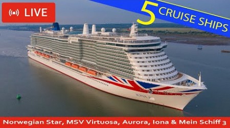 SHIPS TV - Norwegian Star, MSV Virtuosa, Aurora, Iona &amp; Mein Schiff 3 Departing Southampton (LIVE)