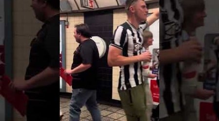 Newcastle fans bump into Arsenal fans in London today 