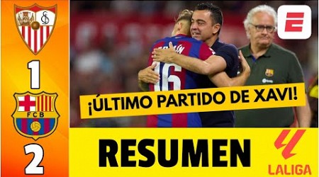 BARCELONA GANÓ el ÚLTIMO PARTIDO DE XAVI, 2-1 vs Sevilla. FERMÍN lo ABRAZÓ tras su gol | La Liga