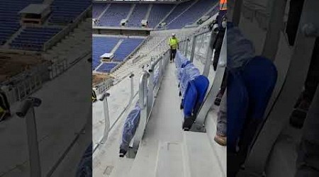 Rail seating installed at Everton&#39;s new stadium! 