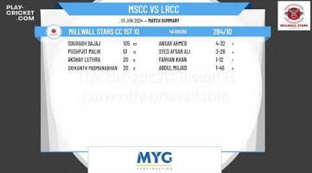 Millwall Stars CC 1st XI v London Riders CC 1st XI