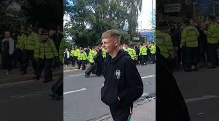 POLICE escort &amp; protect Millwall fans leaving St Andrews, Birmingham , 23/24