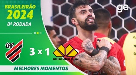 ATHLETICO-PR 3 X 1 CRICIÚMA | MELHORES MOMENTOS | 8ª RODADA BRASILEIRÃO | ge.globo