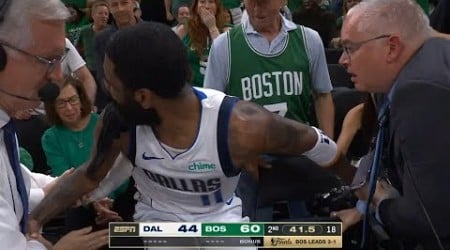 Kyrie Irving gets into it with Celtics fan after diving into crowd &quot;f**k is wrong with you&quot;